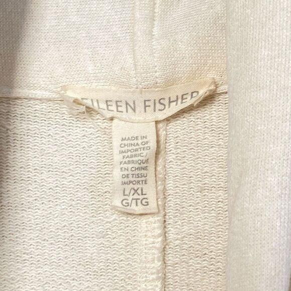 Eileen Fisher Ecru Oversized Cotton Terry Side Tie Kimono Wrap Jacket Large - Picture 10 of 15